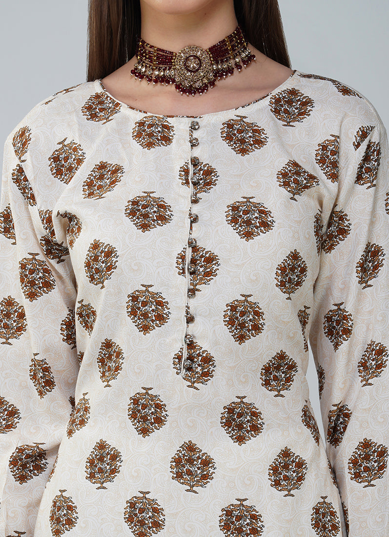 Off-White Printed Straight Cut Suit Set