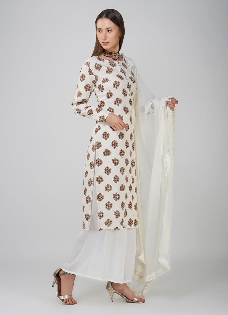 Off-White Printed Straight Cut Suit Set