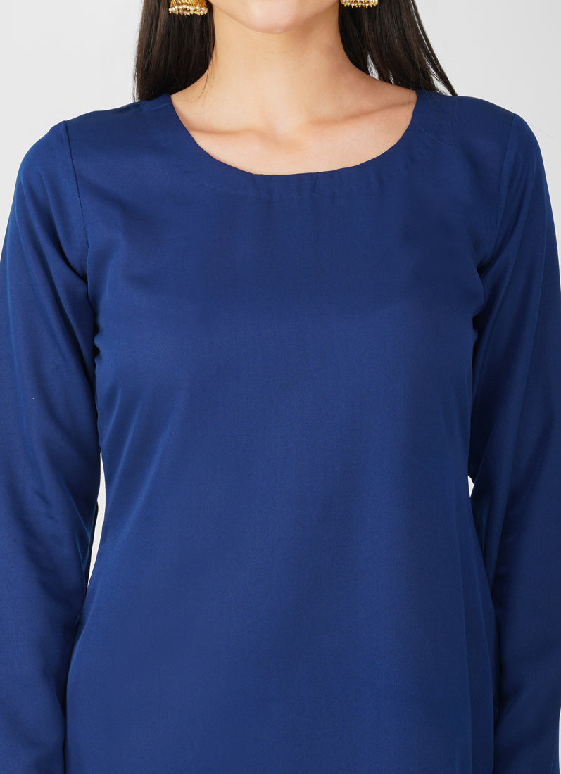 Navy Blue Crepe Suit Set