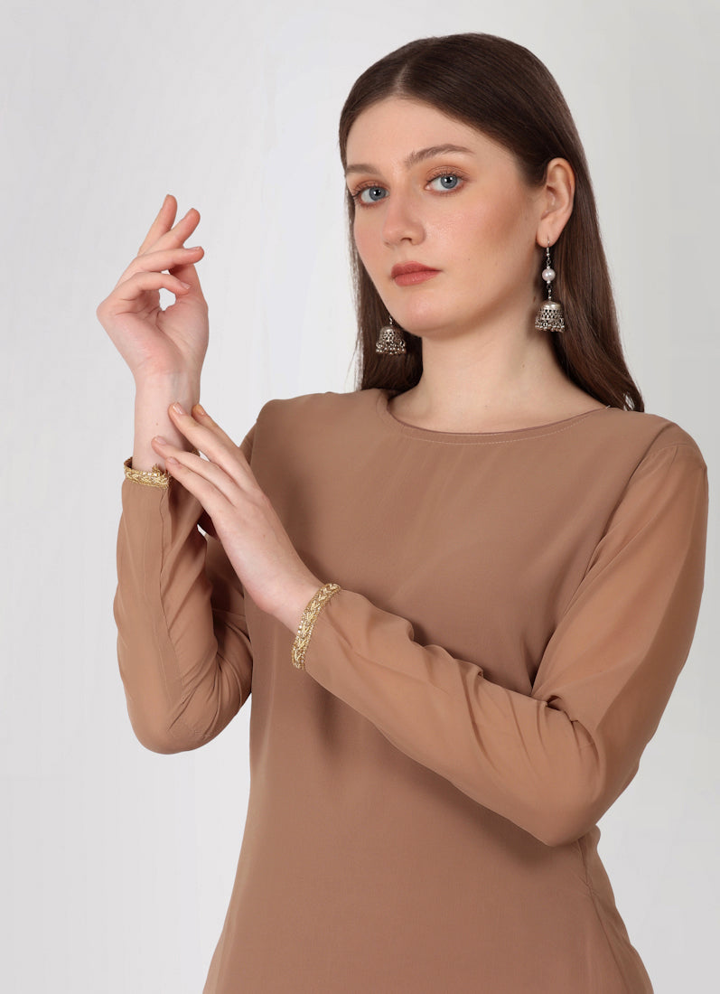 Mouse Brown Gharara Suit Set