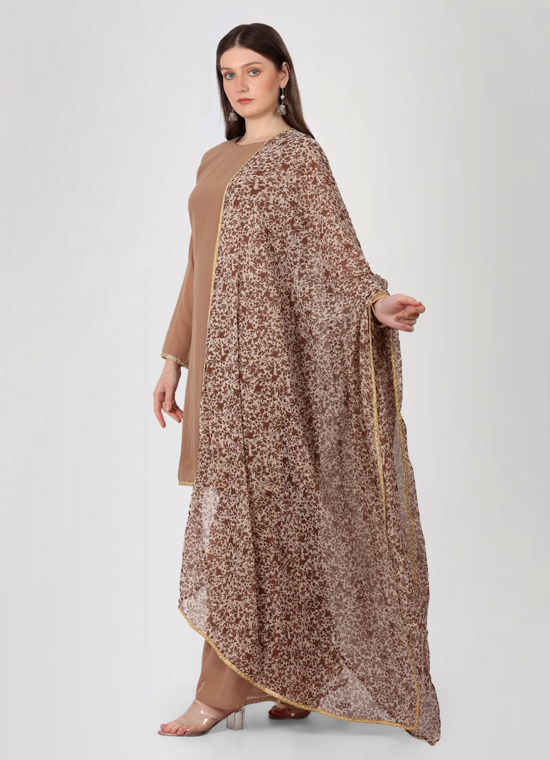 Mouse Brown Gharara Suit Set