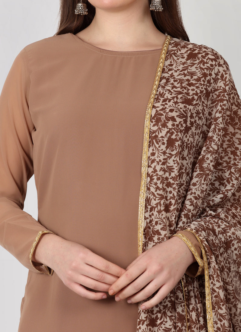 Mouse Brown Gharara Suit Set