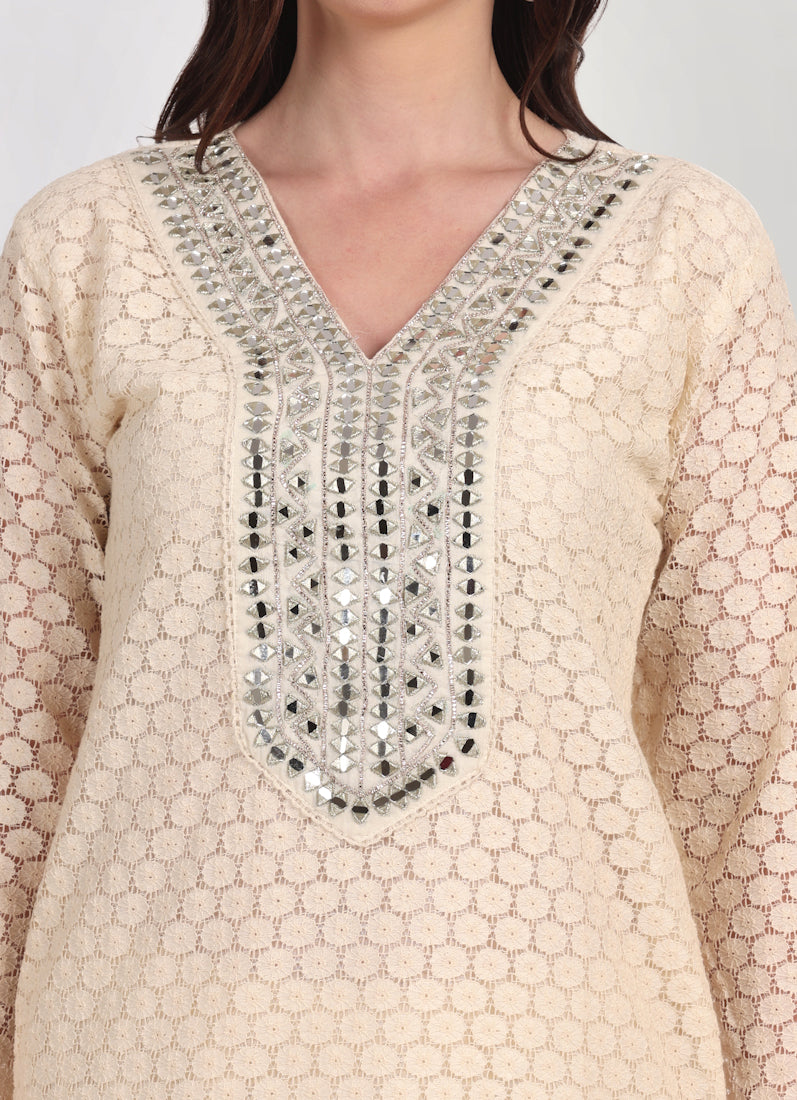 Ivory Embroidered Suit Set