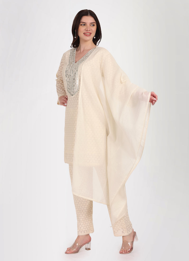 Ivory Embroidered Suit Set