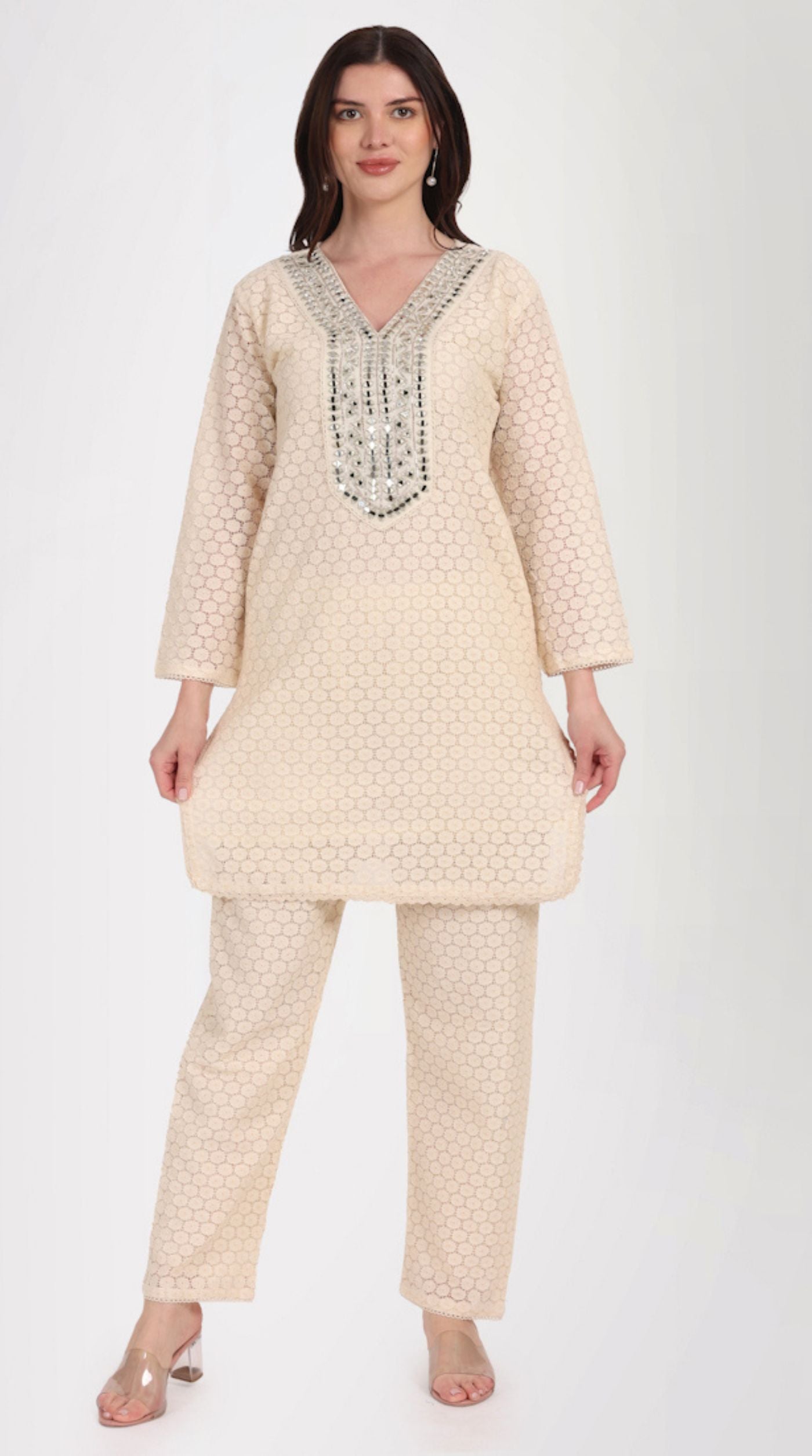 Ivory Embroidered Suit Set