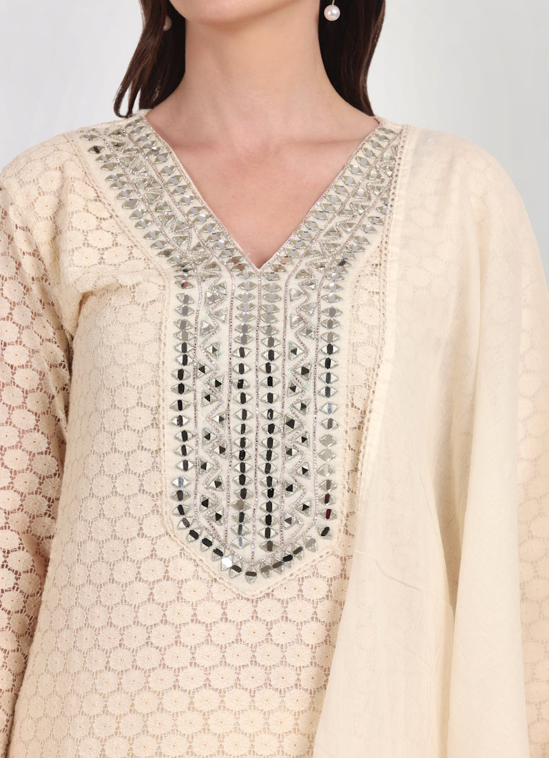 Ivory Embroidered Suit Set