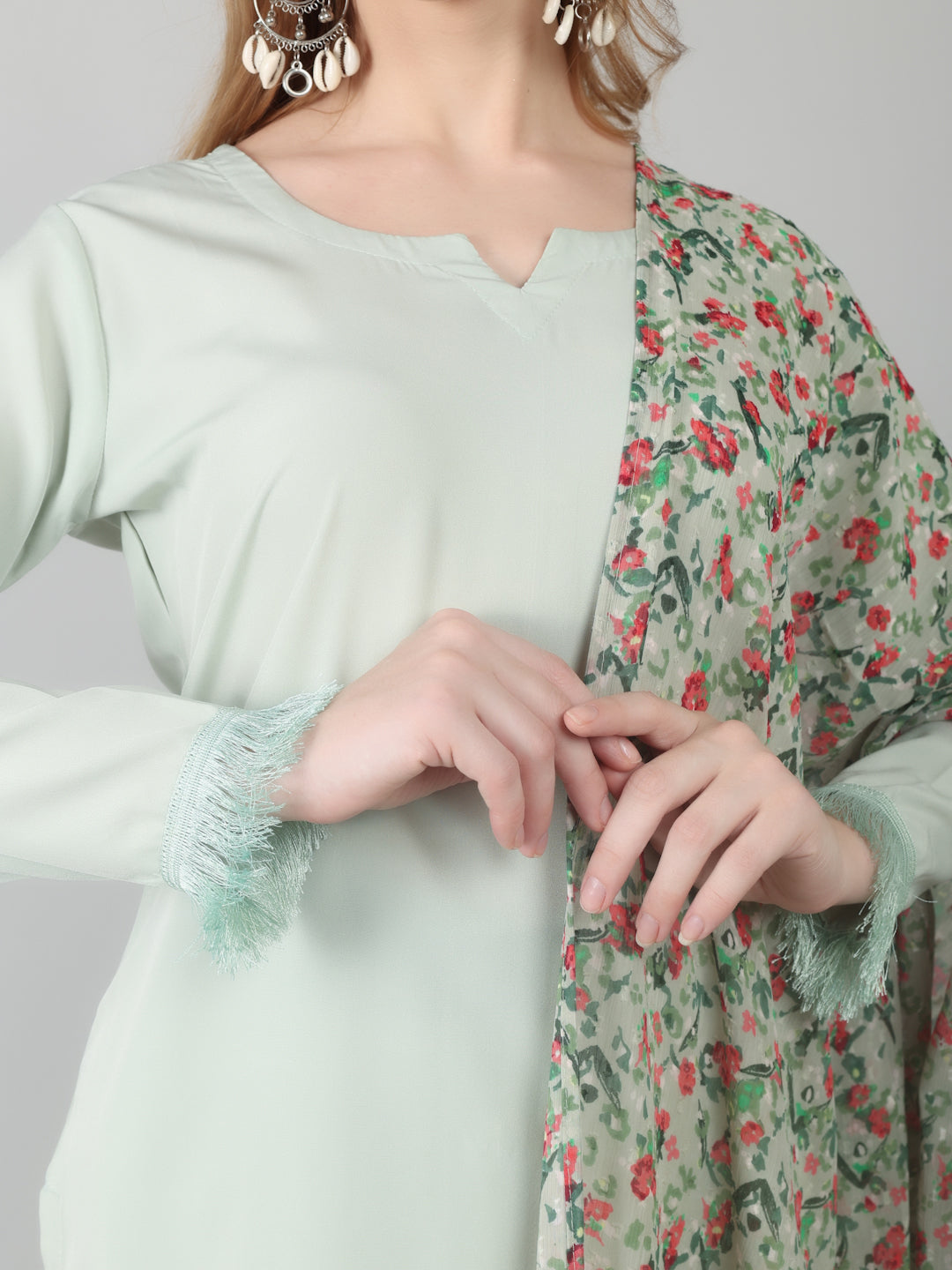 Light Green Printed Dupatta Suit Set