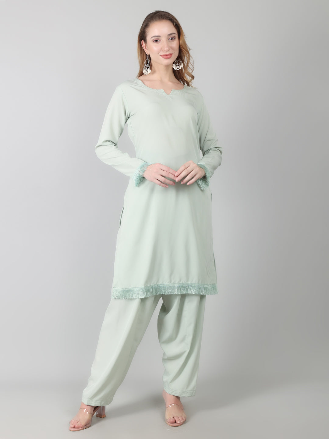 Light Green Printed Dupatta Suit Set
