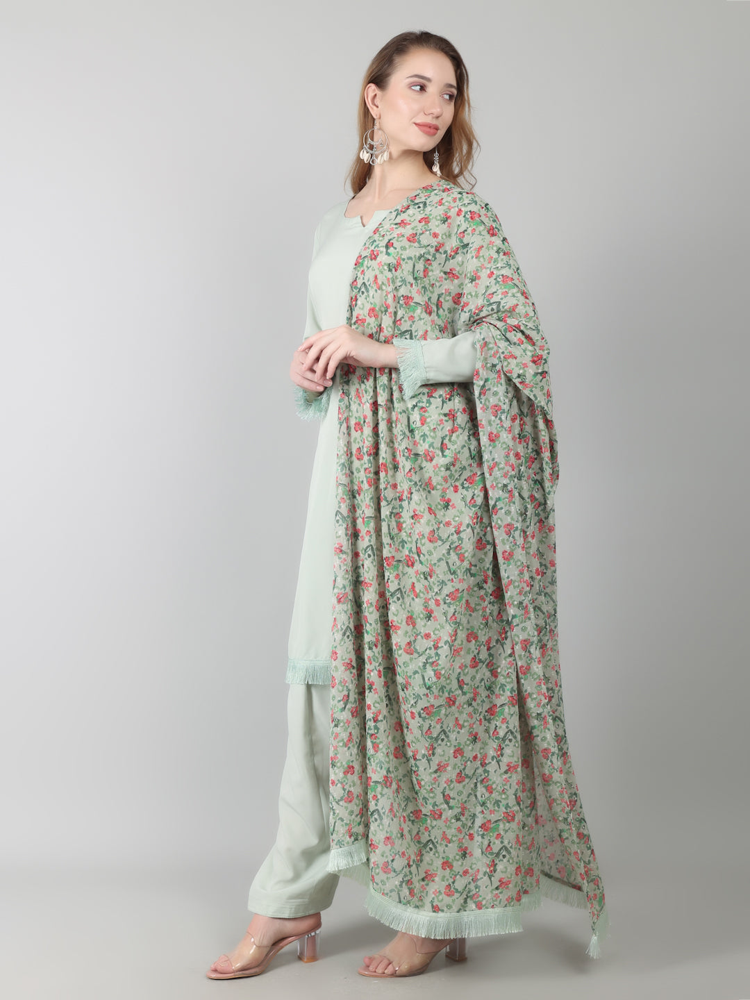 Light Green Printed Dupatta Suit Set