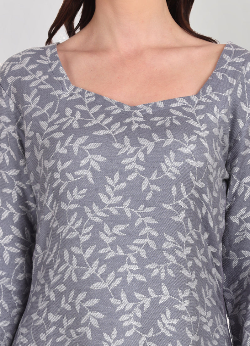 Grey Shawl Suit Set
