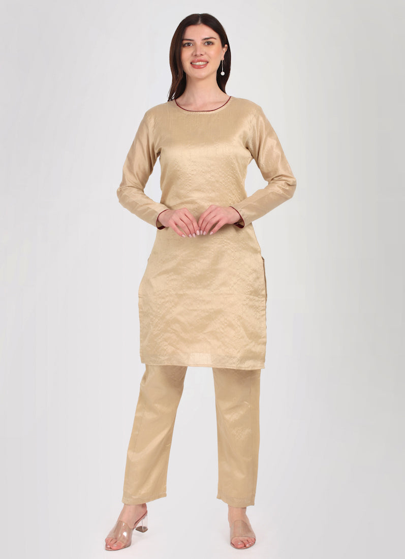 Ivory Dupion Velvet Suit Set