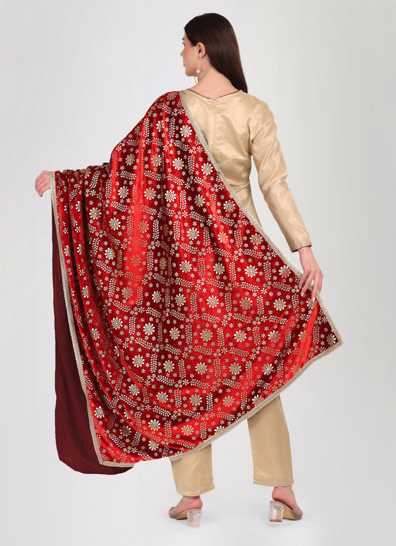 Ivory Dupion Velvet Suit Set