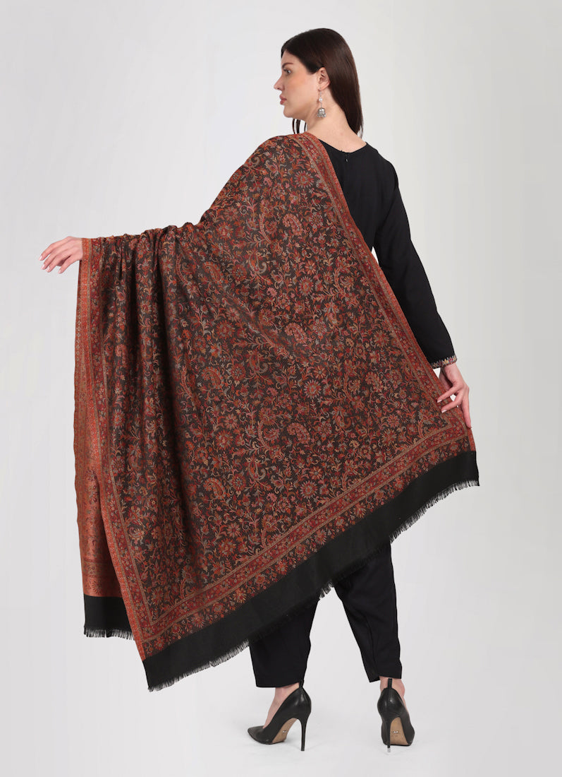 Black Rayon Peplum Shawl Suit Set