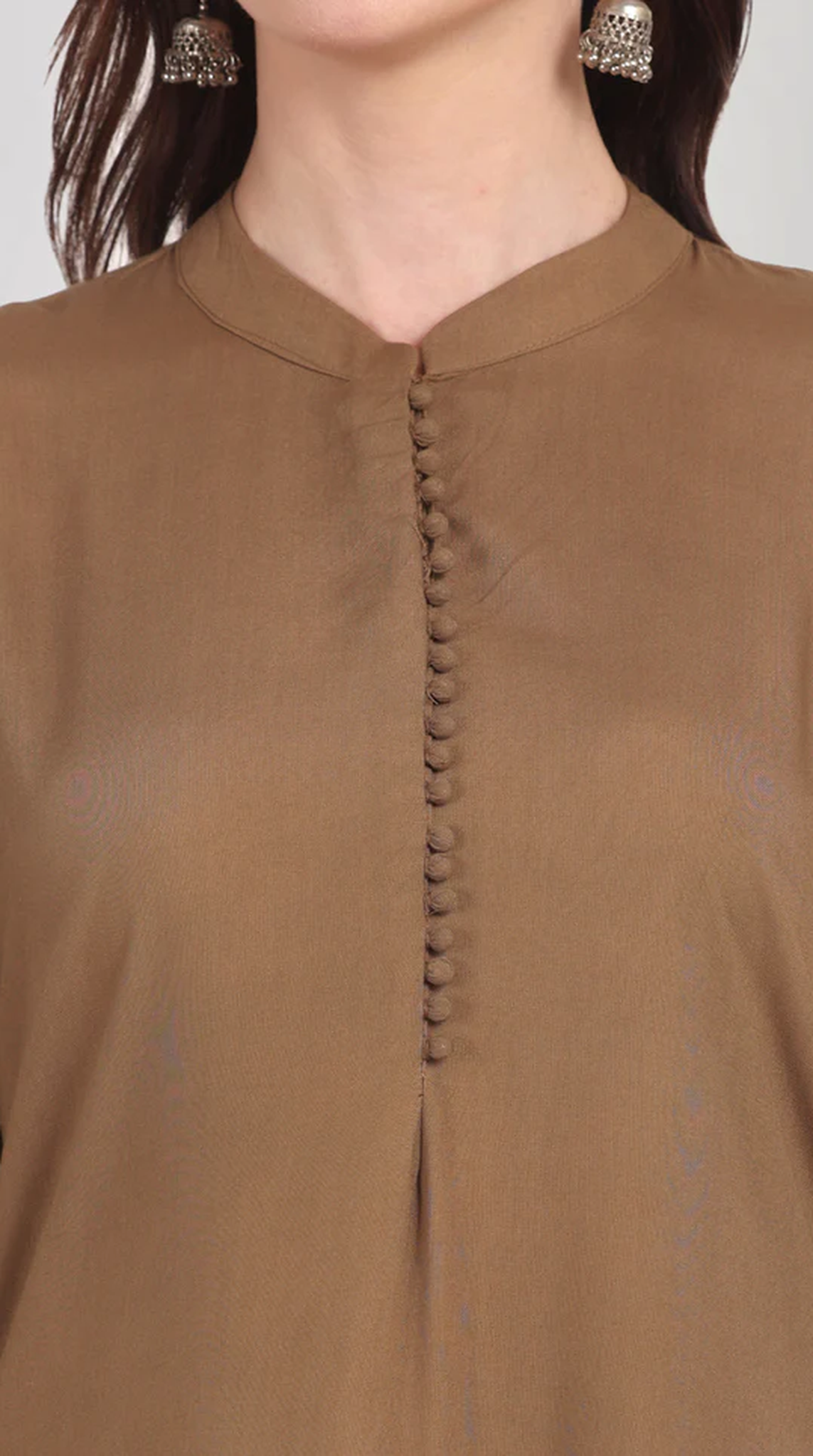 Mouse Brown Straight Cut Shawl Suit Set