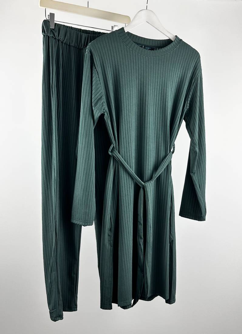 Blue Top Trouser Belt Co-ord Set