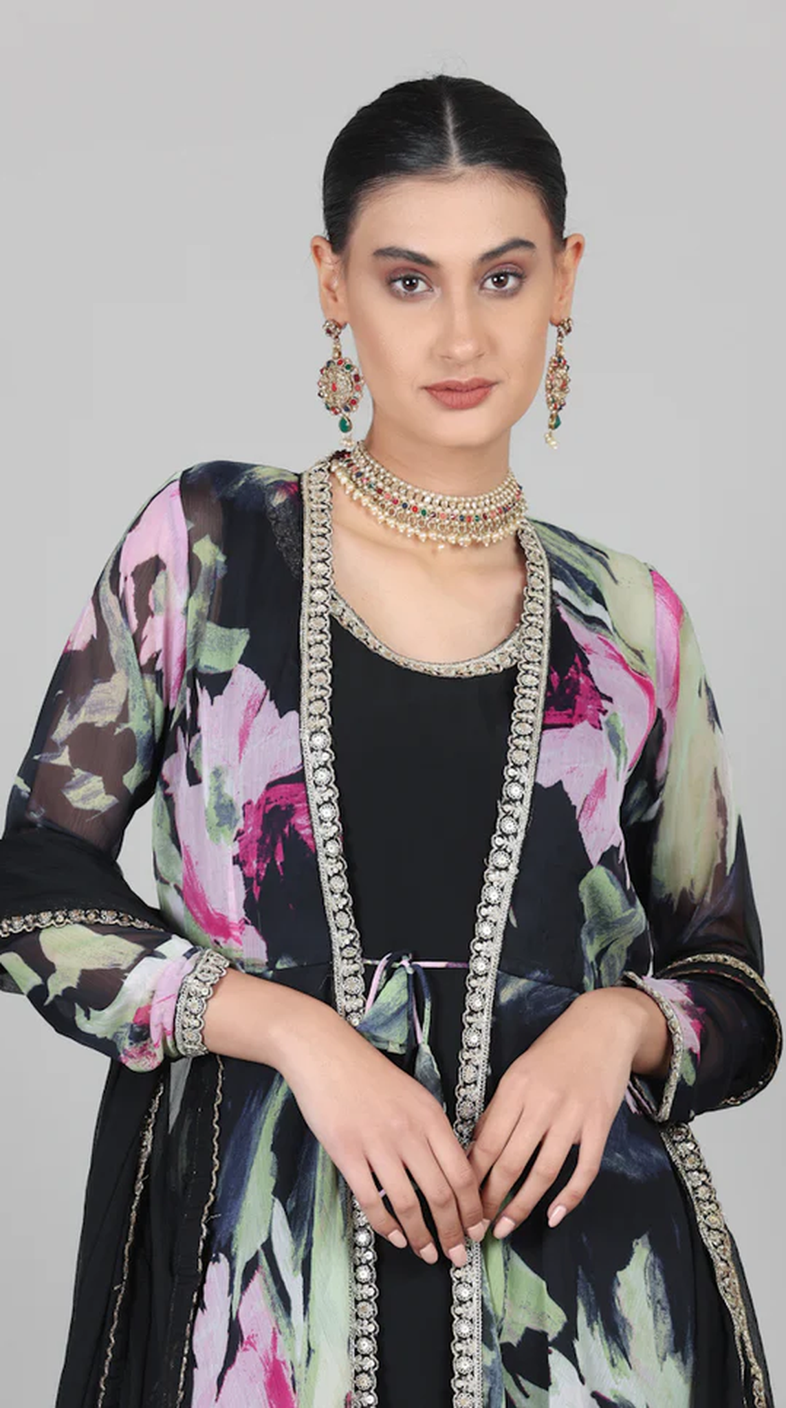 Black Bias Cut Jacket Style Suit Set