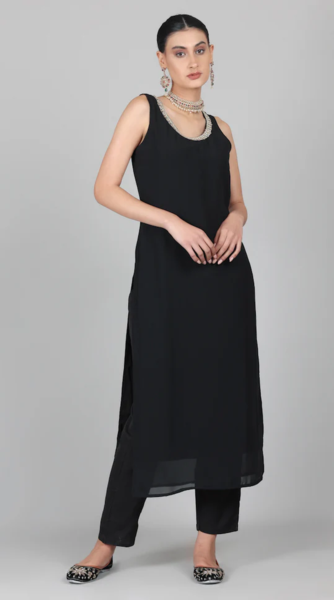 Black Bias Cut Jacket Style Suit Set