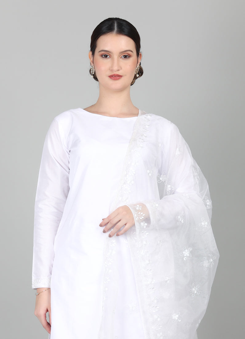 White Taffeta Silk Trouser Suit Set