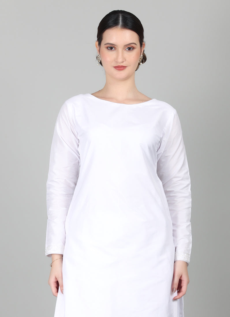 White Taffeta Silk Trouser Suit Set