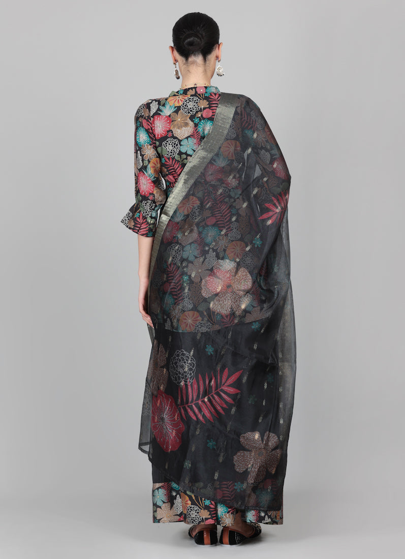 Black Modal Shirt Style Suit Set