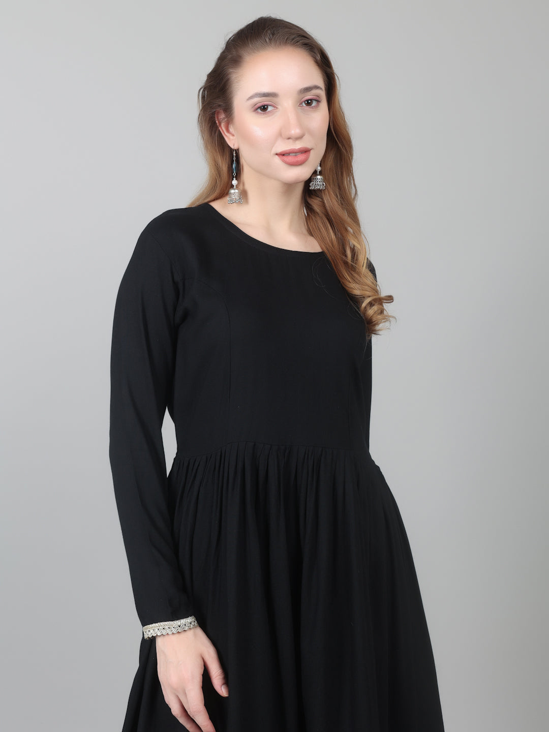 Black Rayon Peplum Suit Set