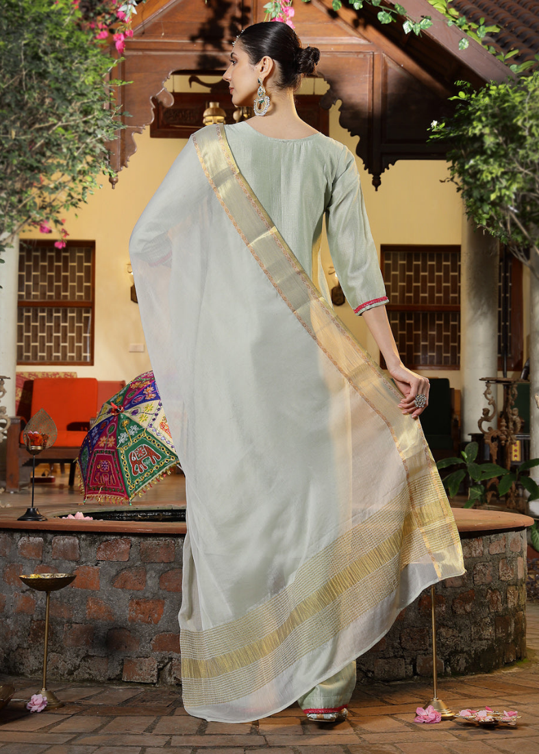 Mint Green Silk Suit Set