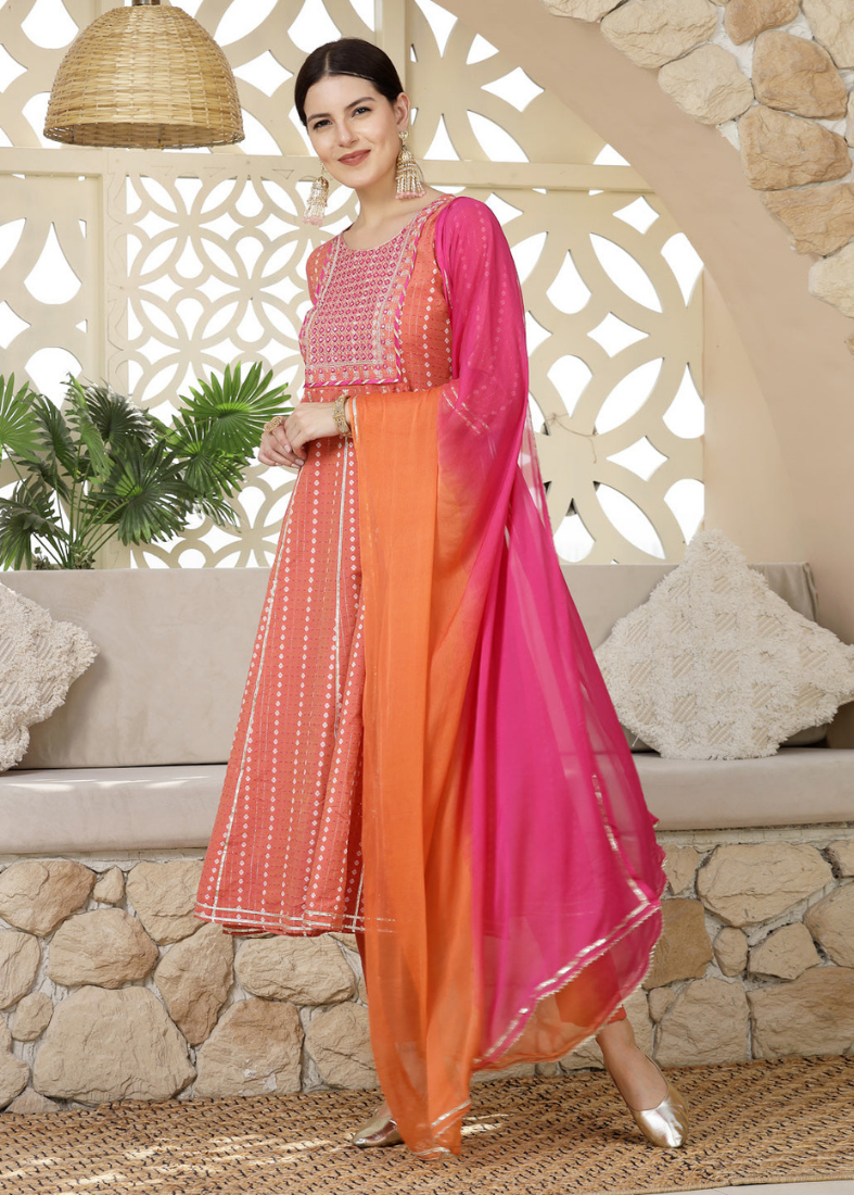 Orange Cotton Naira Cut Suit Set