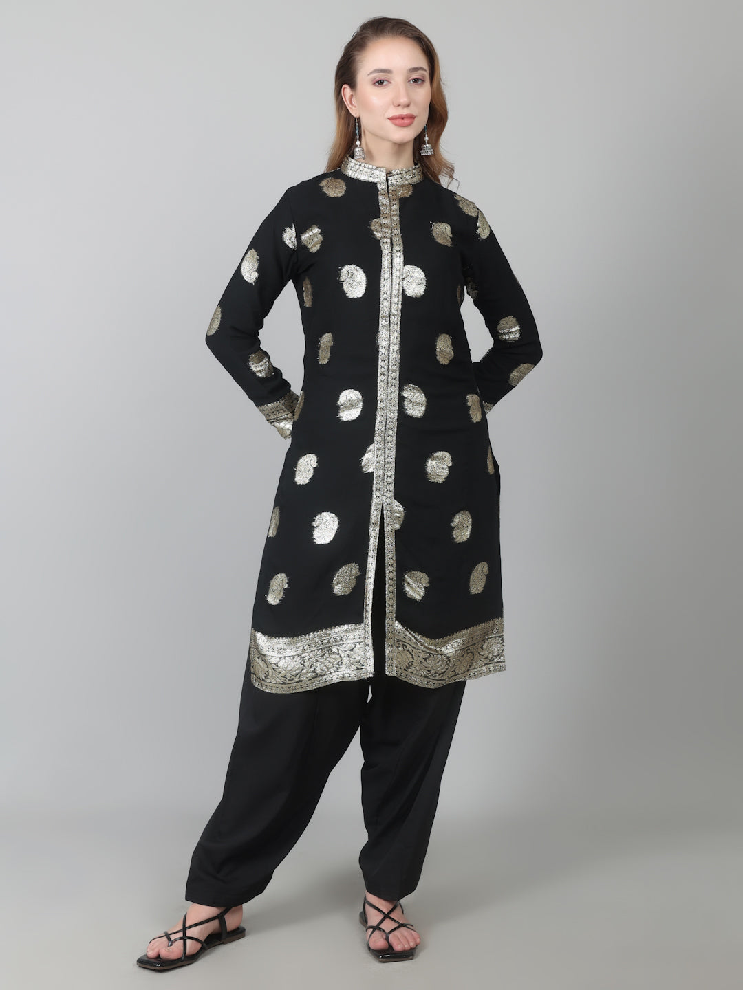 Black Georgette Jacquard Suit Set