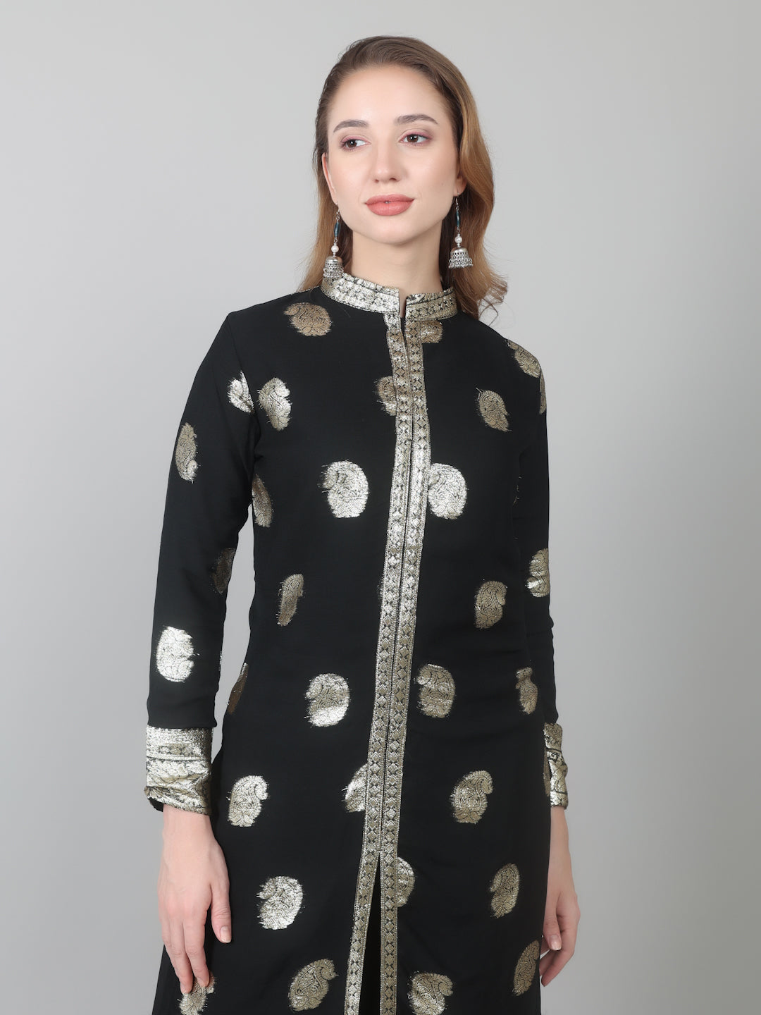 Black Georgette Jacquard Suit Set