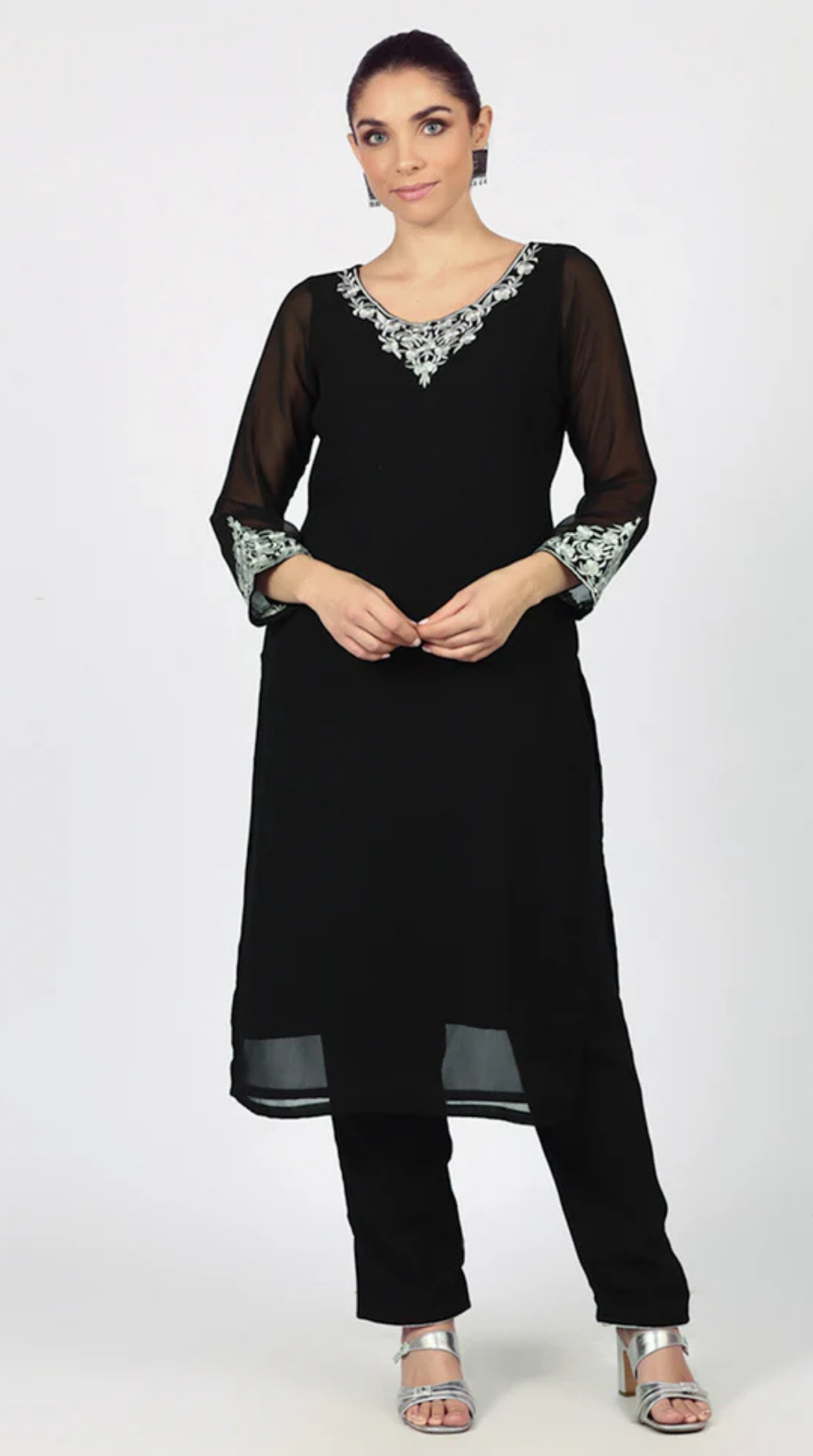 Black Georgette Bandhani Dupatta Suit Set