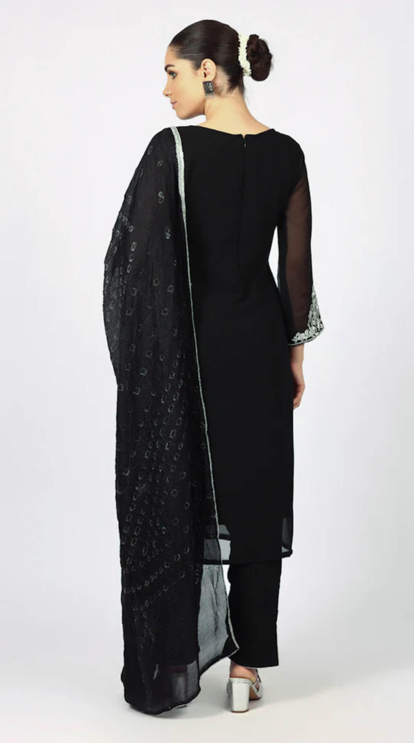 Black Georgette Bandhani Dupatta Suit Set