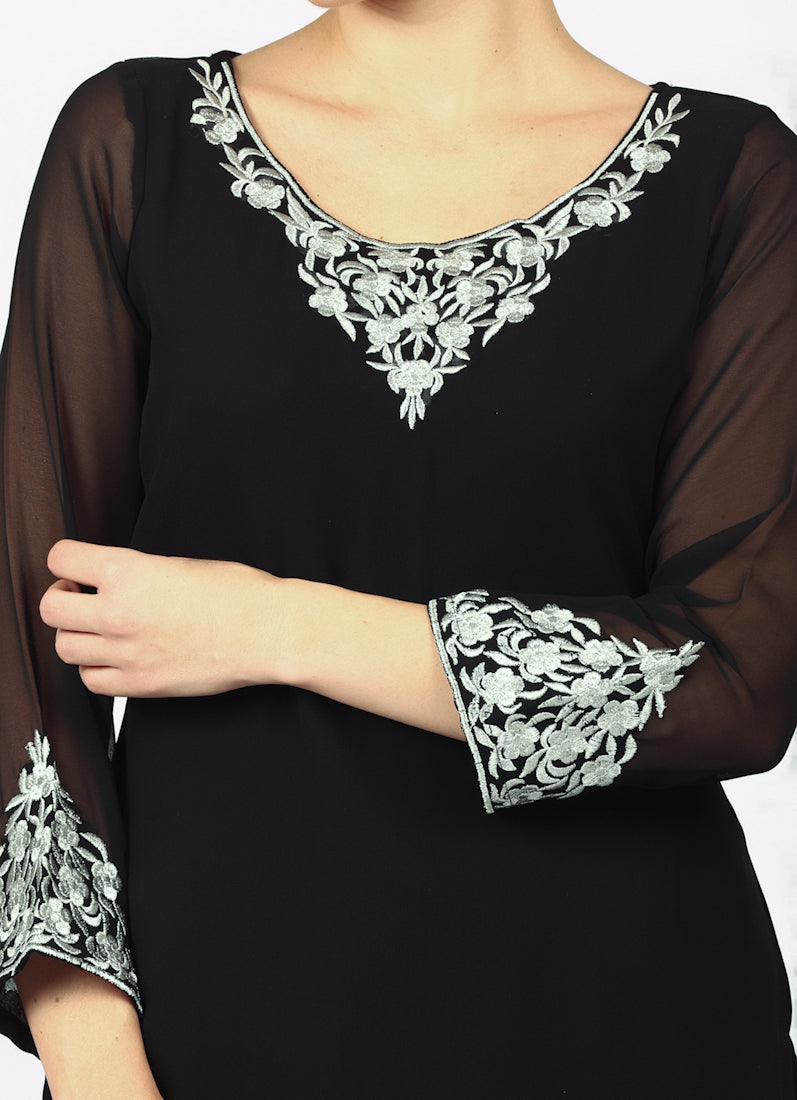 Black Georgette Bandhani Dupatta Suit Set