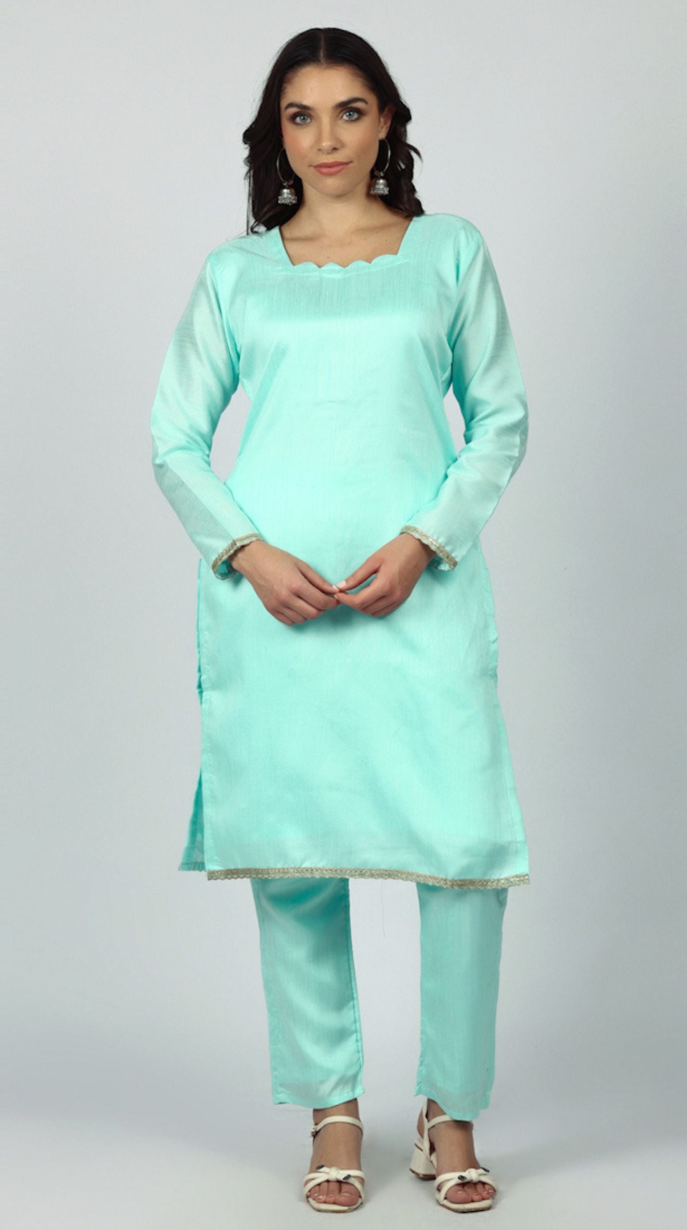 Blue Dupion Suit Set
