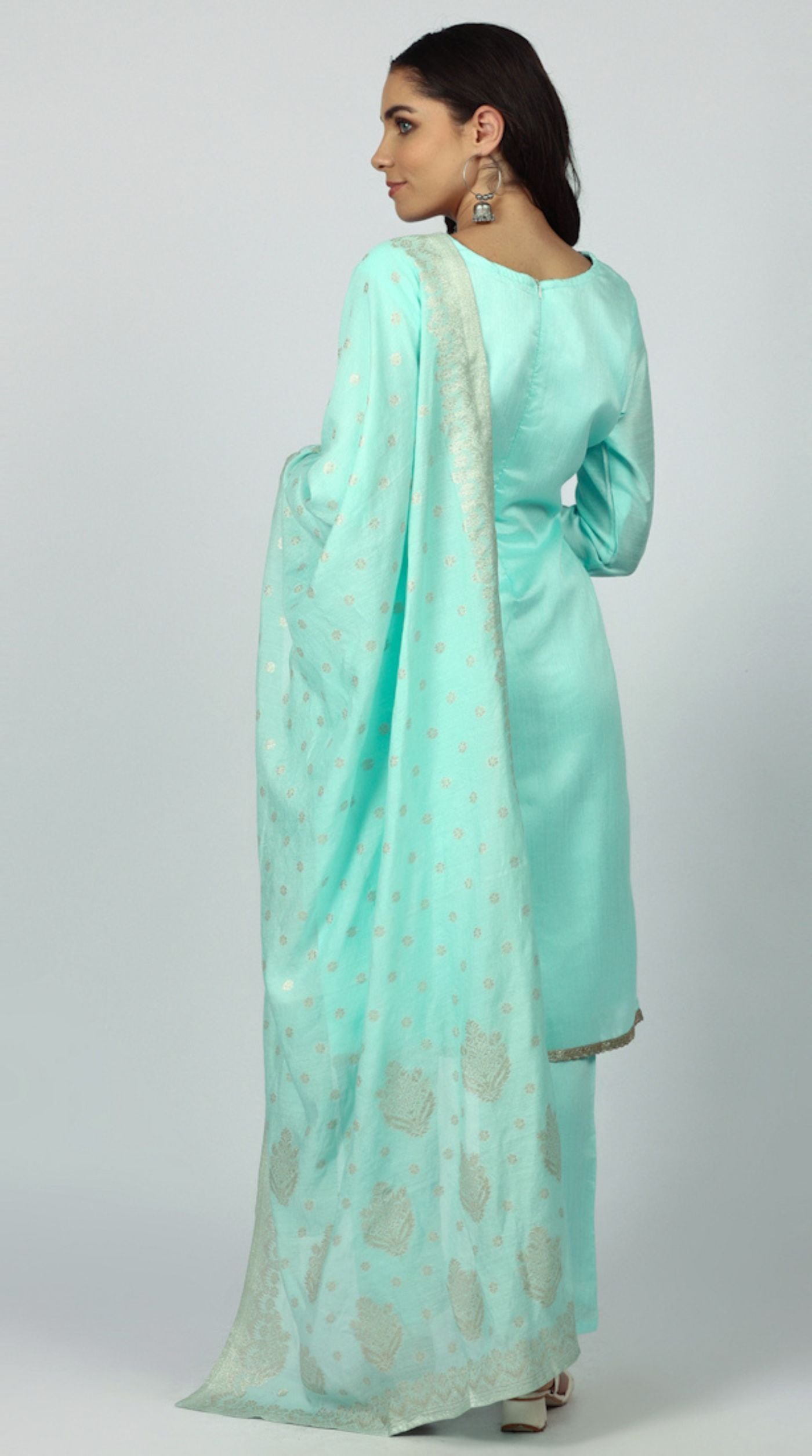 Blue Dupion Suit Set