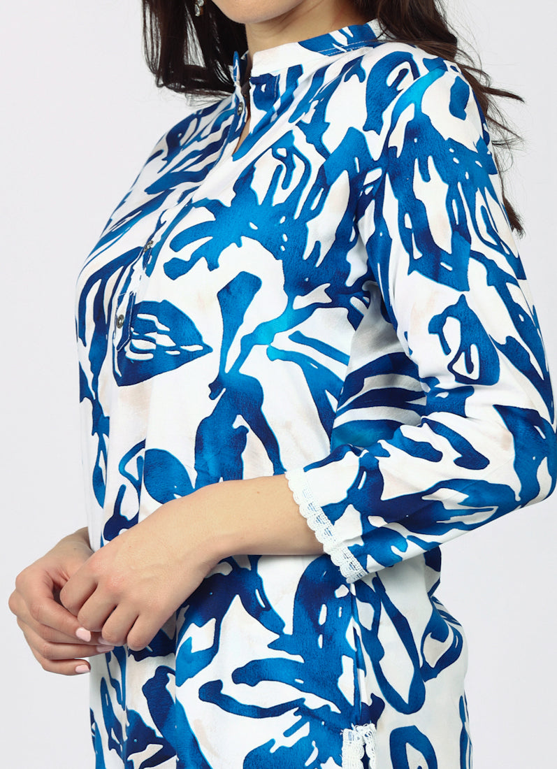 White Rayon Printed Co-ord Set