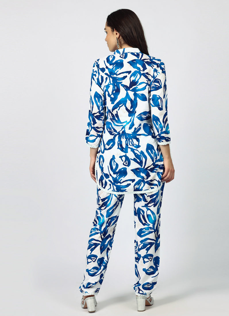 White Rayon Printed Co-ord Set