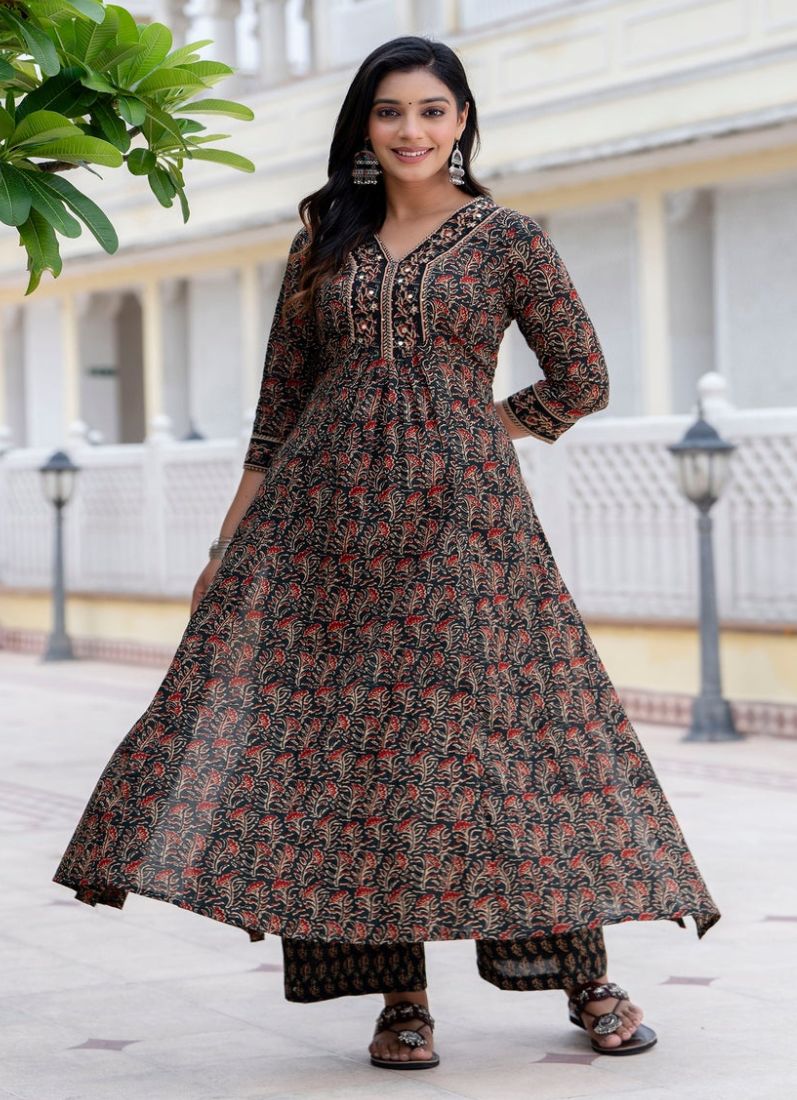 Dark Green Cotton Naira Cut Suit Set