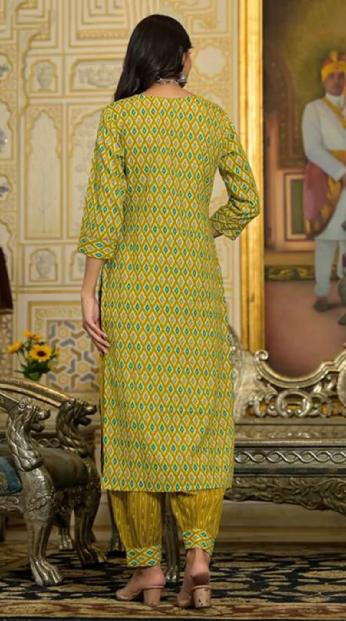 Rayon Yellow Straight Cut Suit Set