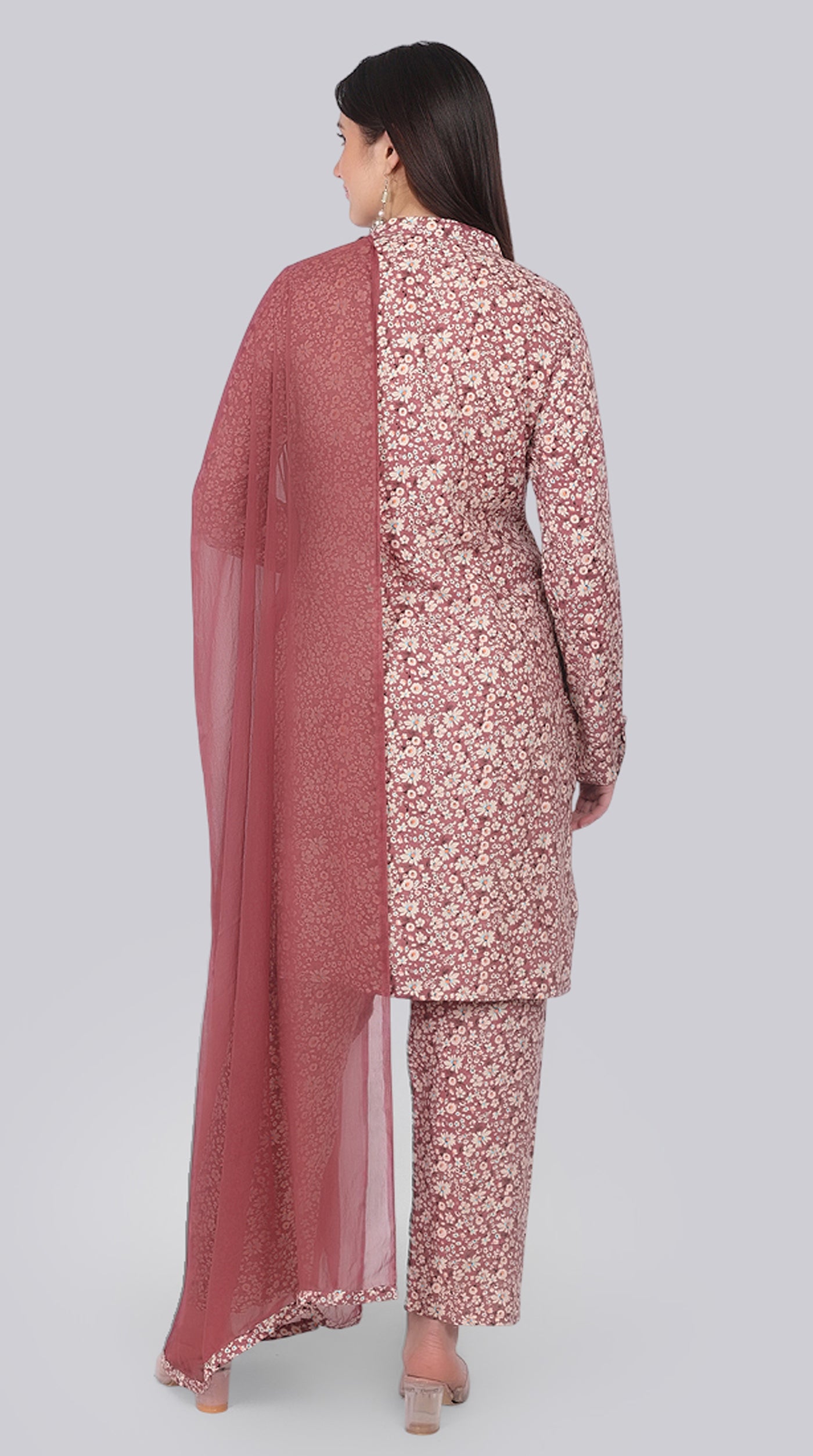 Brown Rayon Shift Style Suit Set