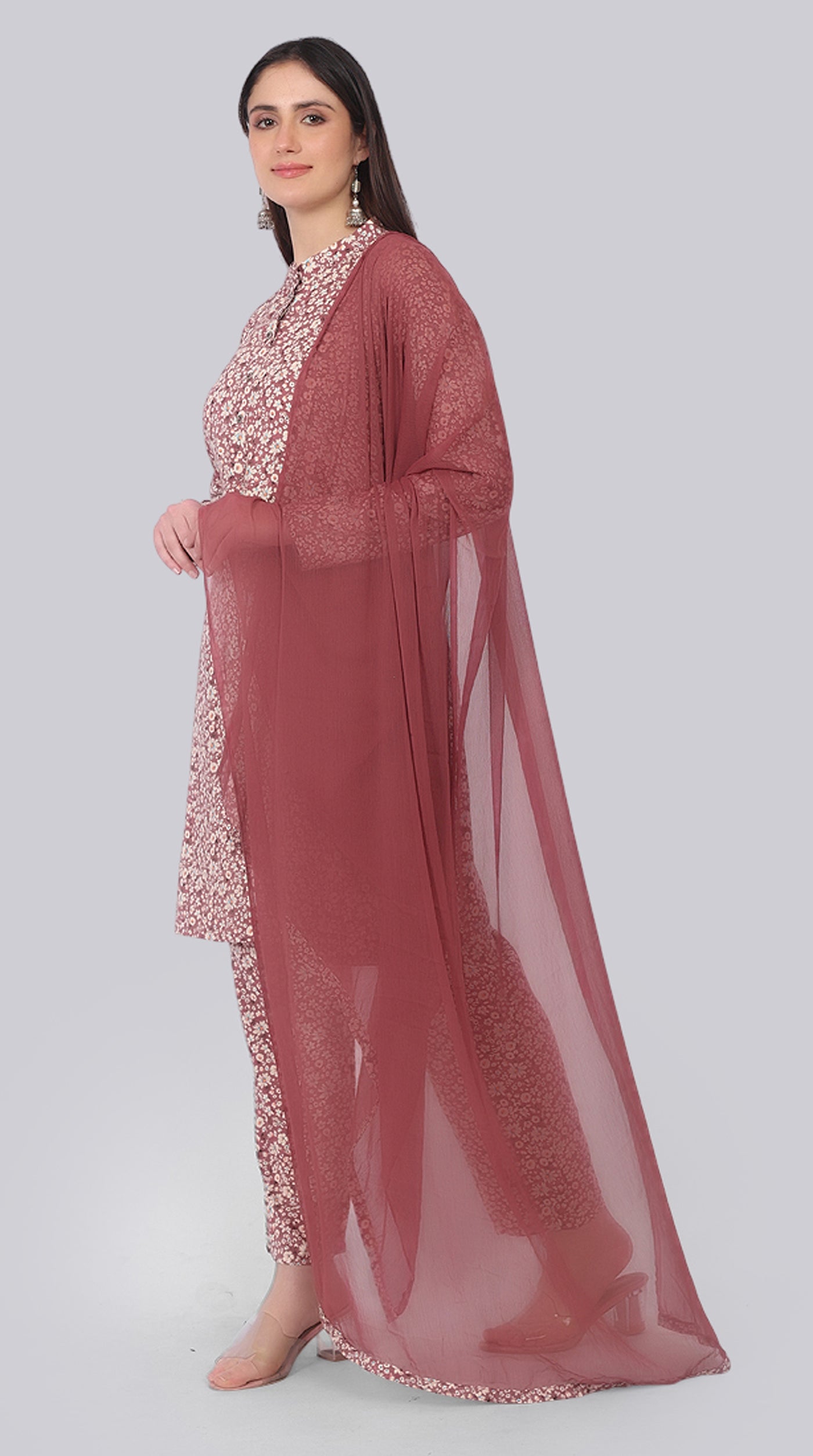 Brown Rayon Shift Style Suit Set