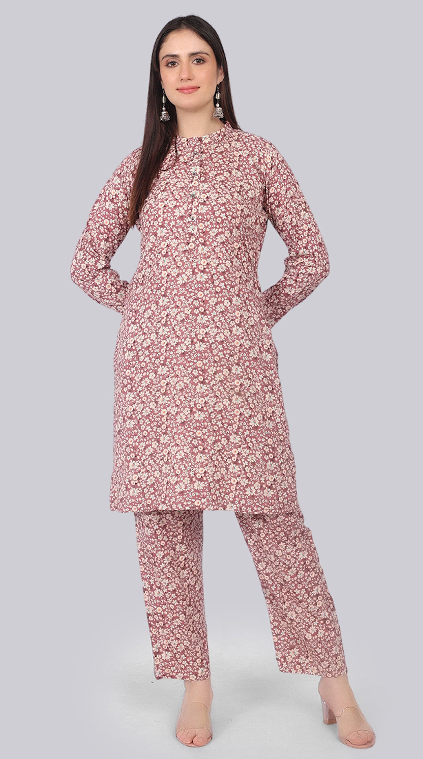 Brown Rayon Shift Style Suit Set