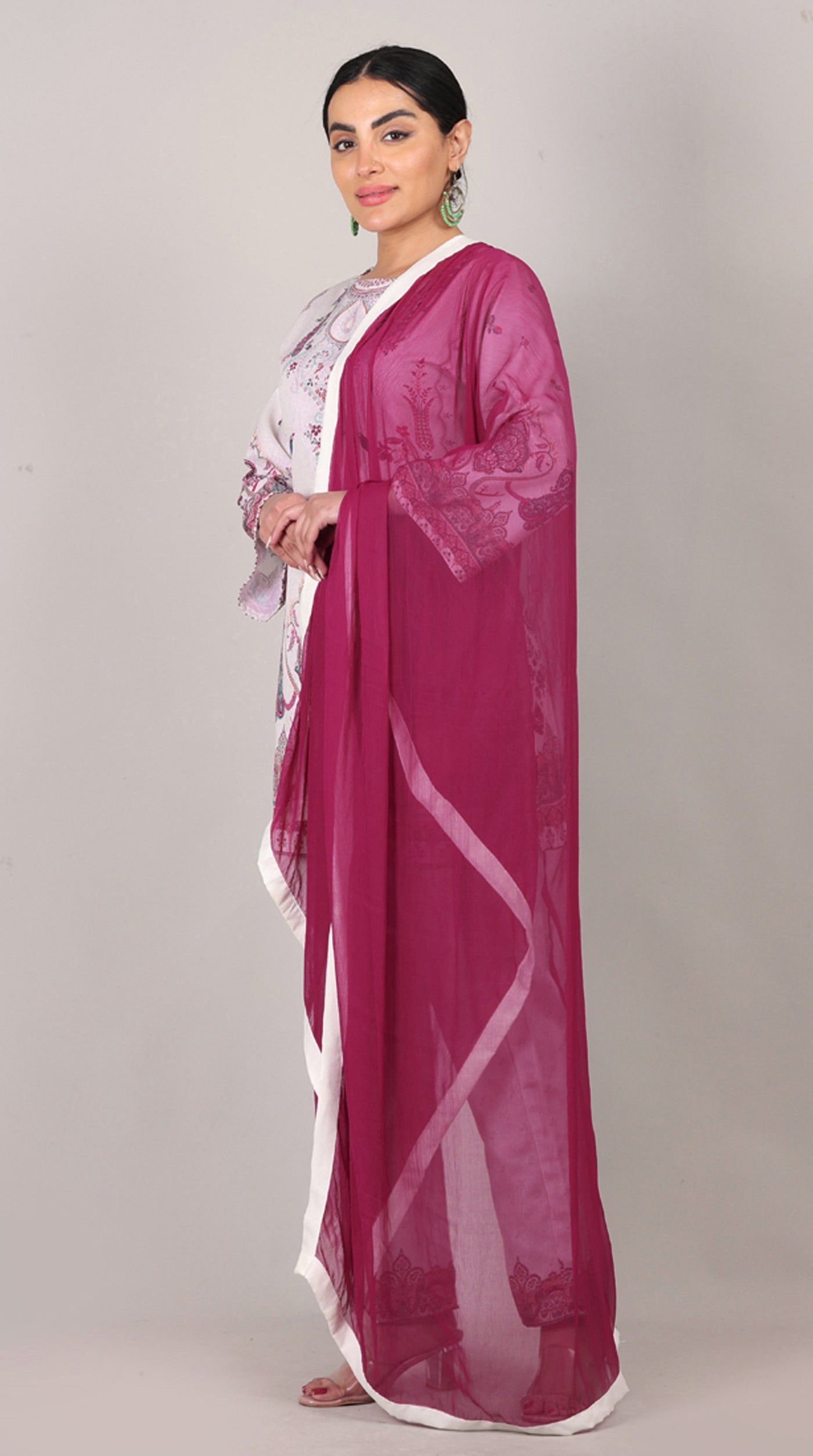 Off White Printed Rayon Suit Set