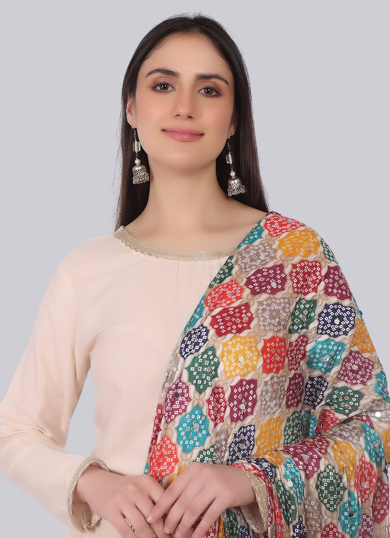 Ivory Rayon Shift Suit Set