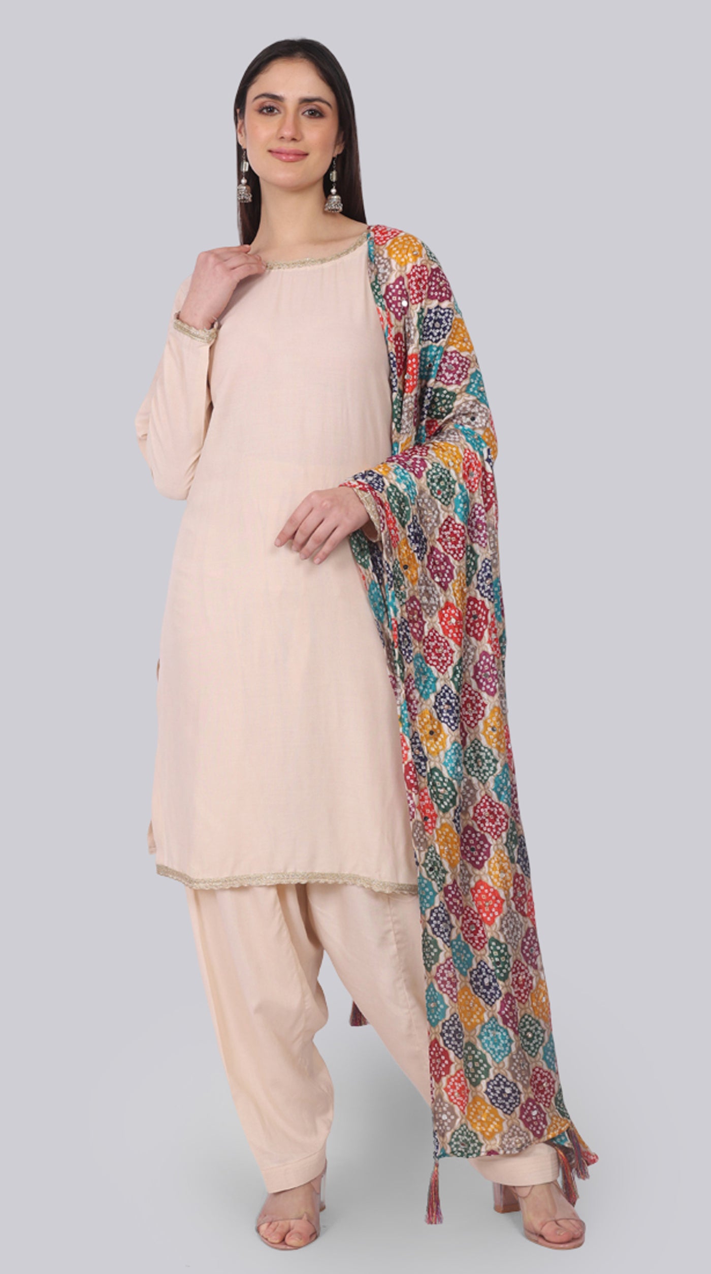 Ivory Rayon Shift Suit Set