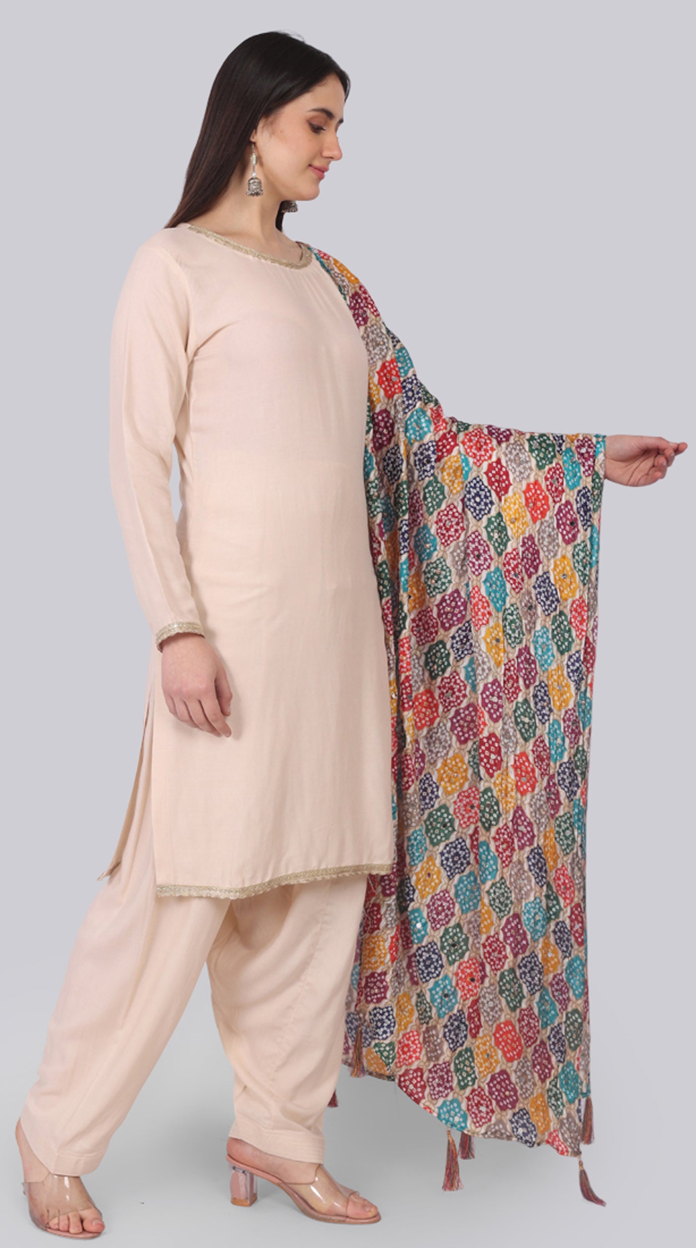 Ivory Rayon Shift Suit Set