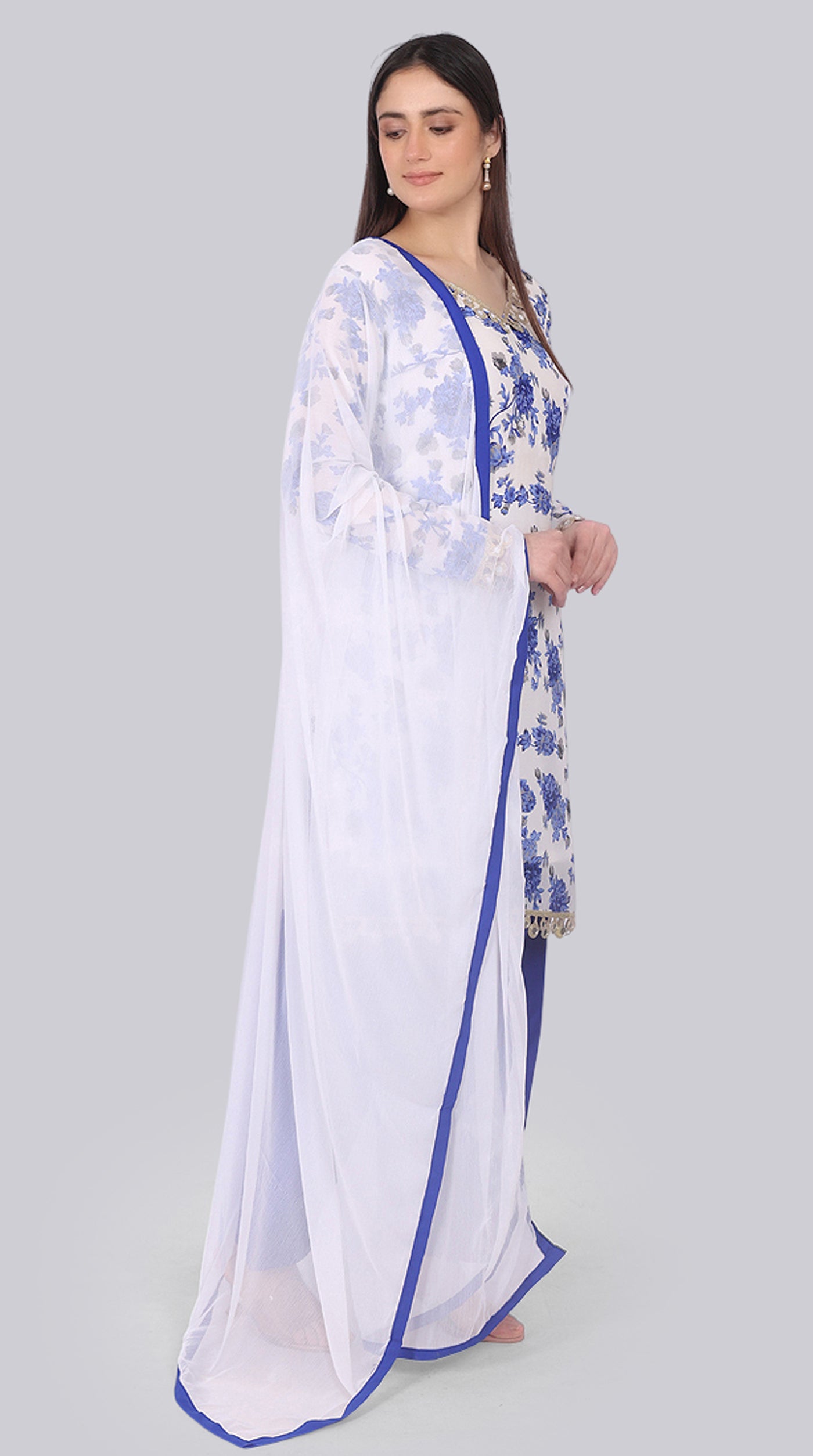 White Georgette Shift Suit Set
