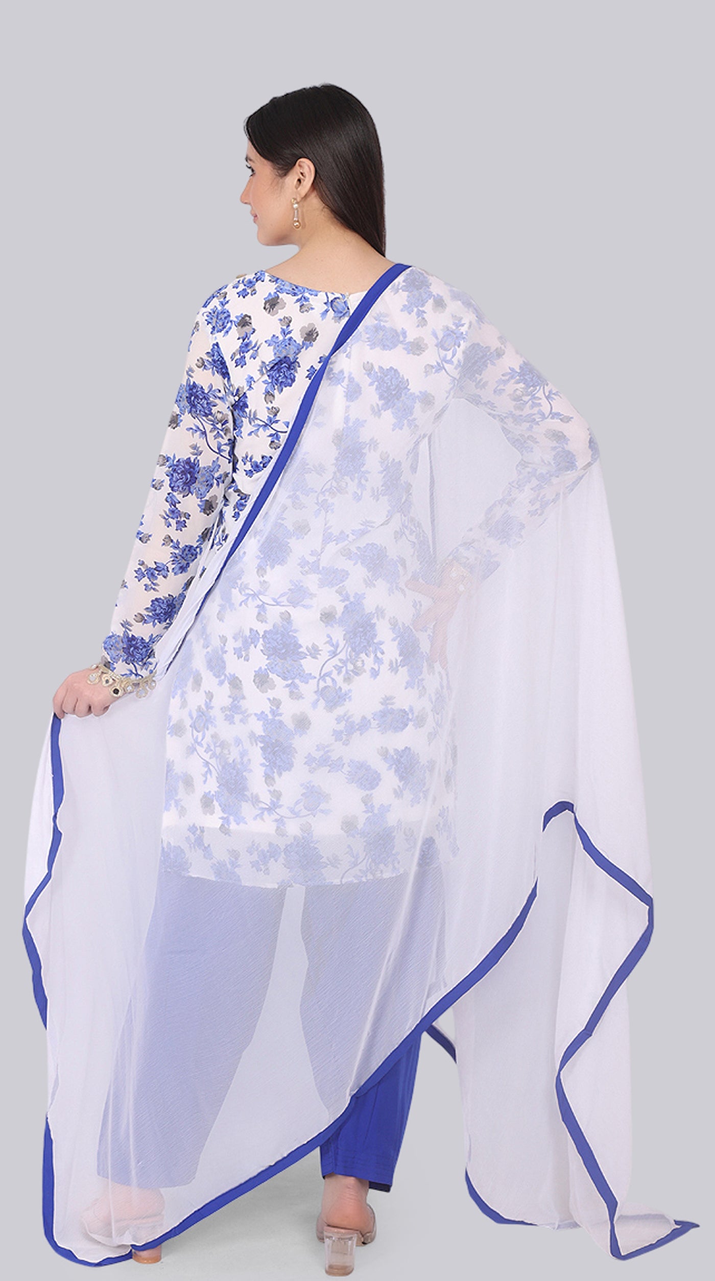 White Georgette Shift Suit Set