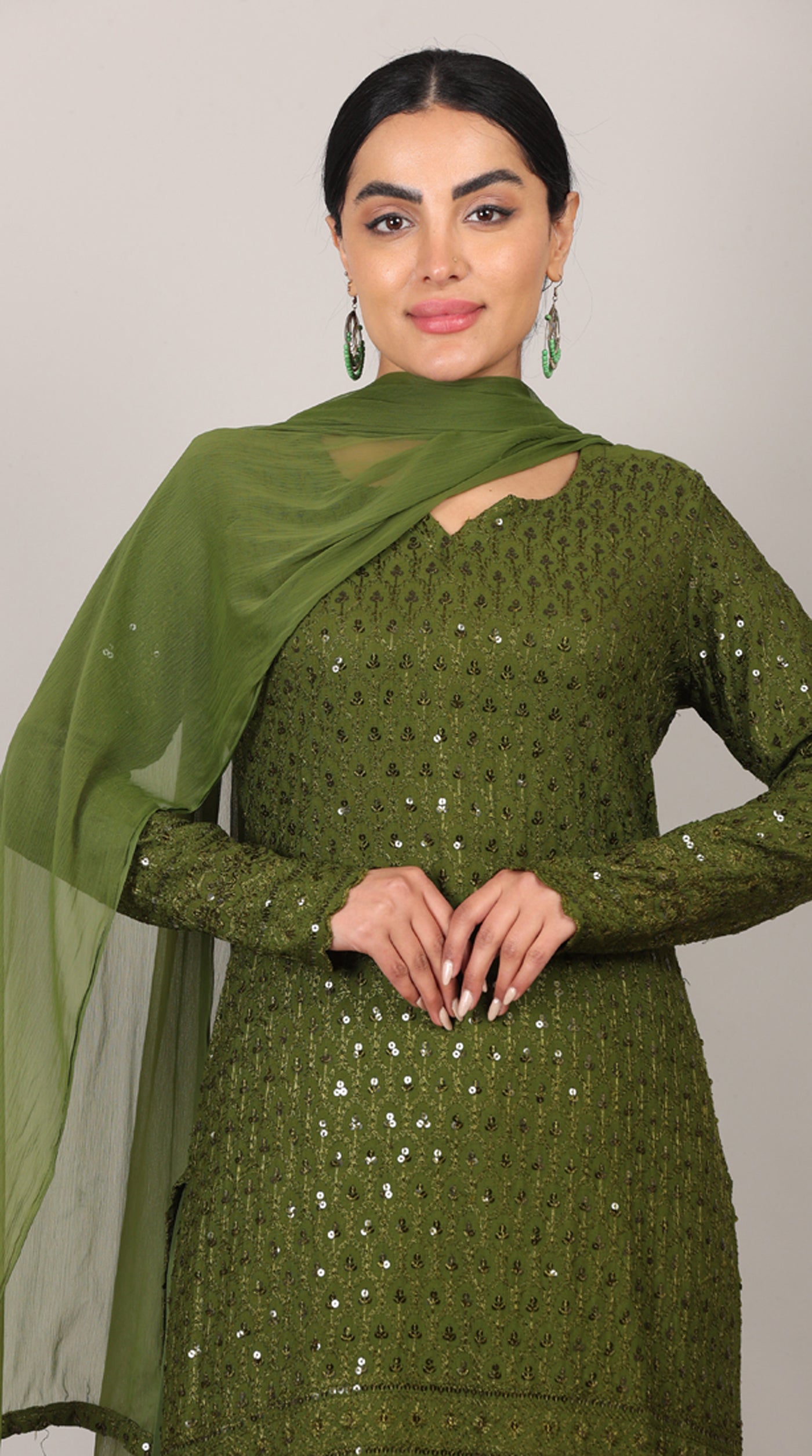 Green Chikankari Rayon Suit Set