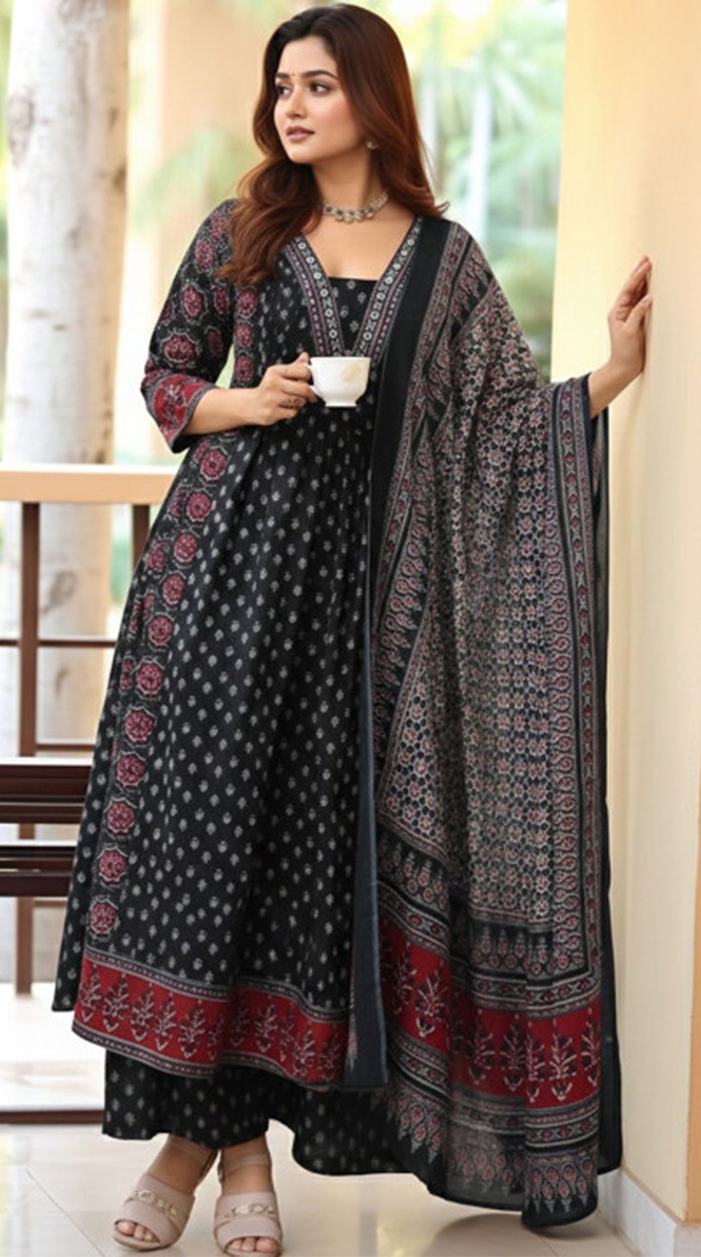 Black Naira Cut Cotton Suit Set