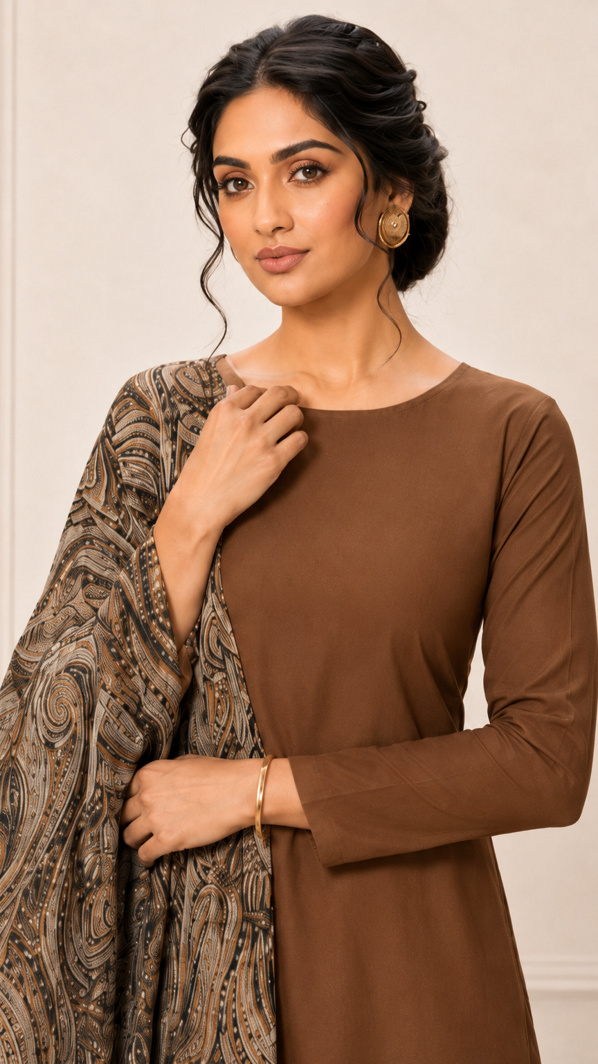 Mouse Brown Rayon Straight Cut Suit Set